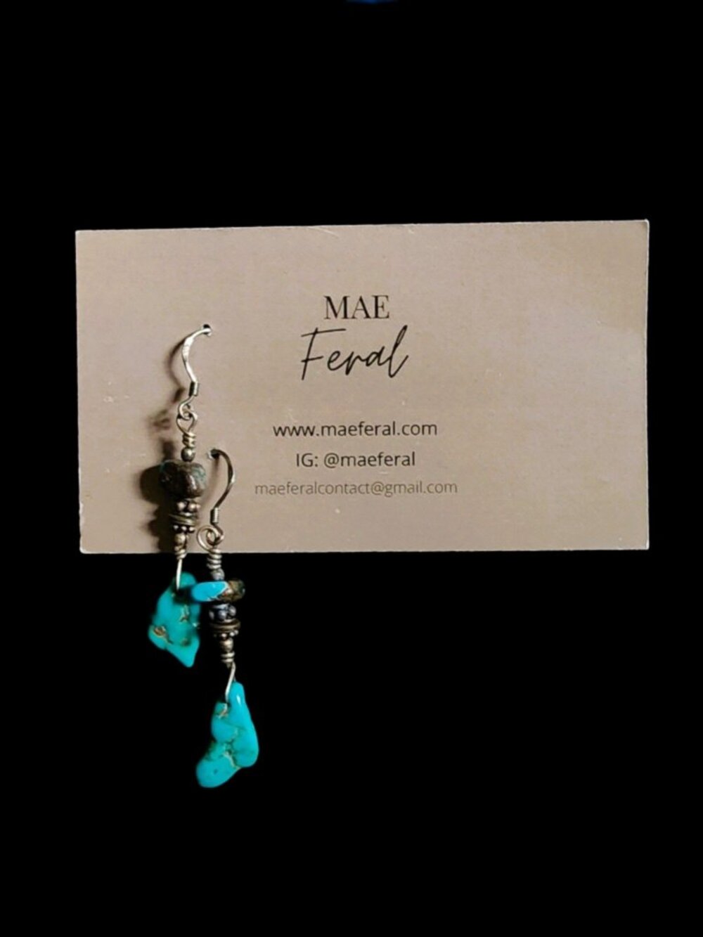 Mae Feral Sterling Silver 925 Natural Turquoise Drop Dangle Earrings NWT